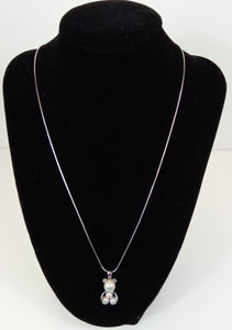 Colgante de oso con perla con cadena de plata