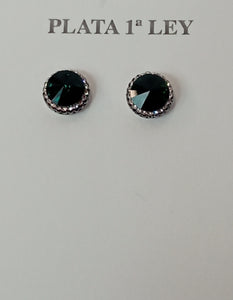Pendientes pequeños verde oscuro