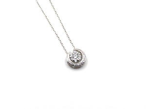 Colgante redondo circonita con cadena de plata